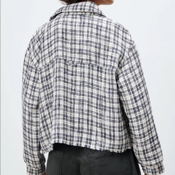 Zara Shacket Plaid Textured Overshirt size small - Picture 3 of 4